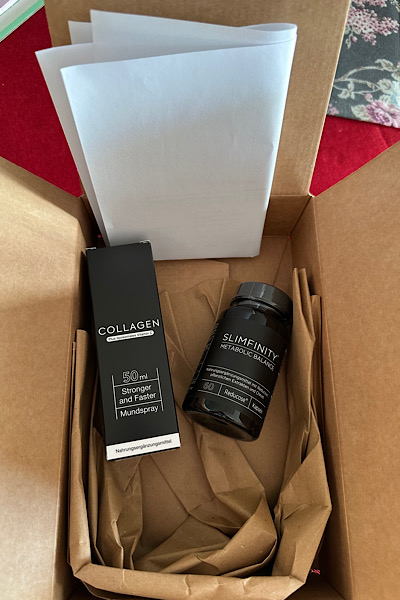 Paket mit Slimfinity Metabolic Kapseln und Collagen mit Vitamin C zum Sprühen