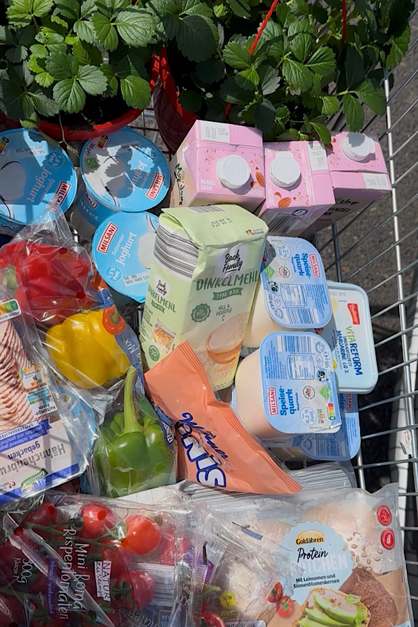 Einkaufswagen mit Lebensmittel